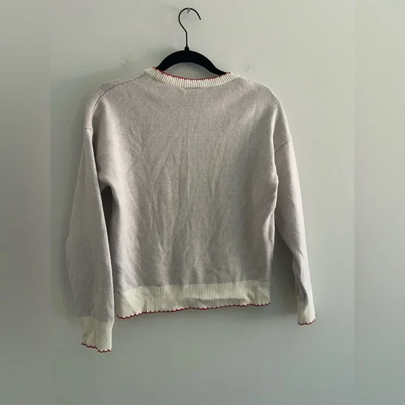 Nikka K Strawberry Knit Sweater Cream Red Trim Women’s Small - Picture 5 of 6